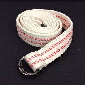Hollister Belt Size XS D Rings Webbed Cotton Cream Orange Striped Nautical